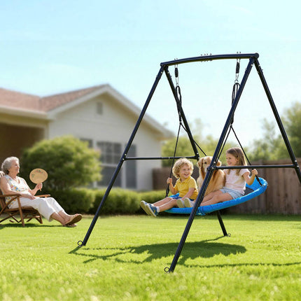 Backyard Swing Set, 60 x 32 in Saucer, 440 lb A-Frame