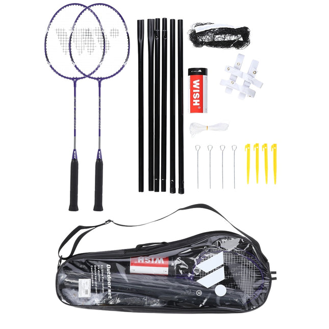 Set rachete badminton, 2 rachete, 3 volane, plasă