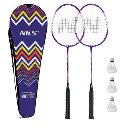 Set badminton: 2 rachete din aluminiu, 3 volane, husă