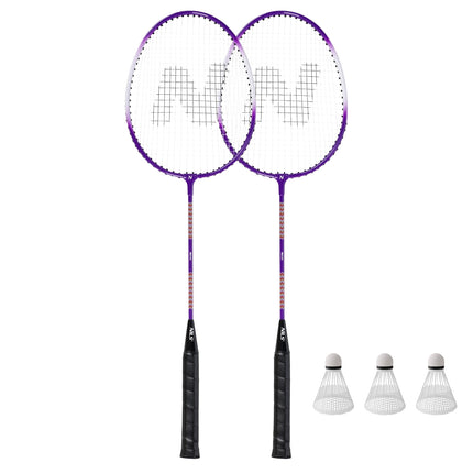 Set badminton: 2 rachete din aluminiu, 3 volane, husă