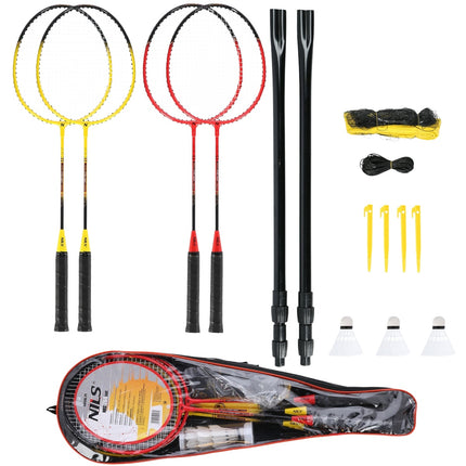 Set badminton – 4 rachete, 3 volane cu pene, plasă