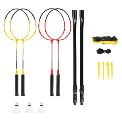 Set badminton – 4 rachete, 3 volane cu pene, plasă