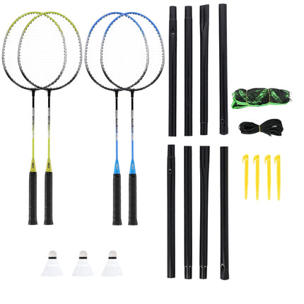 Set badminton – 4 rachete, 3 volane, plasă și husă