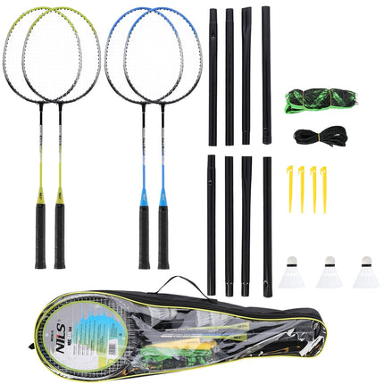 Set badminton – 4 rachete, 3 volane, plasă și husă
