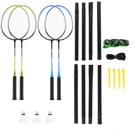 Set badminton – 4 rachete, 3 volane, plasă și husă