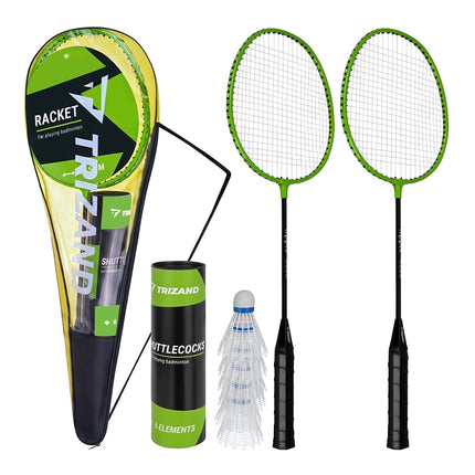 Badminton Set 9 Pieces with 2 Rackets and 6 Shuttlecocks, Case