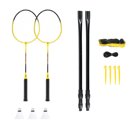 Set de badminton cu 2 rachete, 3 volane, plasă și husă