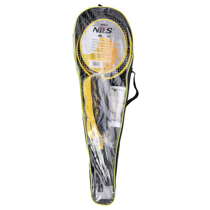 Set de badminton cu 2 rachete, 3 volane, plasă și husă