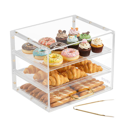 Bakery Display Case, 3-Tier Acrylic Flip-Up Door, 13 in