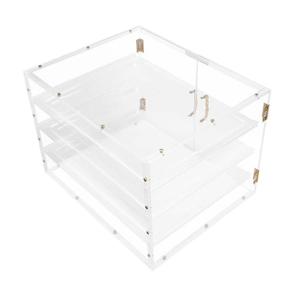 Bakery Display Case, 4-Tier Acrylic, Magnetic Rear Door