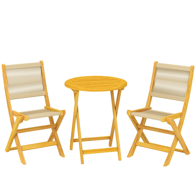 Set bistro pentru balcon, 3 piese pliabile din lemn de salcâm și ratan