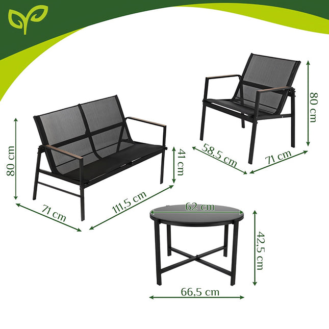 Set mobilier de balcon - 4 piese, oțel și material textil Teslin