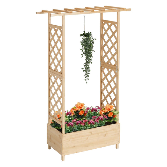 Jardinieră de balcon cu spalier și baldachin, lemn de brad
