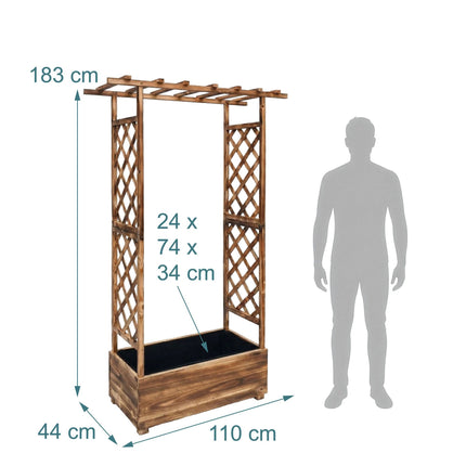 Jardinieră de balcon cu spalier și baldachin, lemn de brad