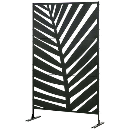 Paravan de intimitate pentru balcon cu model de frunze de banană, 122X198 cm, oțel negru, pentru grădină și terasă