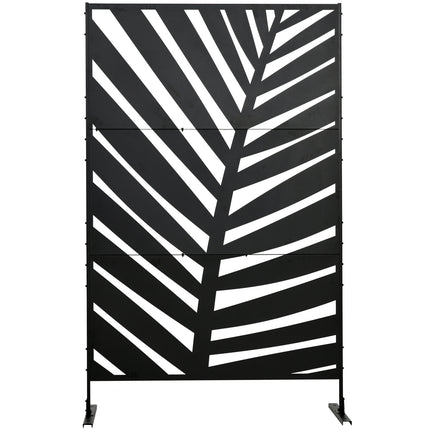 Paravan de intimitate pentru balcon cu model de frunze de banană, 122X198 cm, oțel negru, pentru grădină și terasă