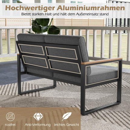 Mobila balcon set mobilier gradina rezistent la intemperii cu rama din aluminiu Set balcon cu banca gri