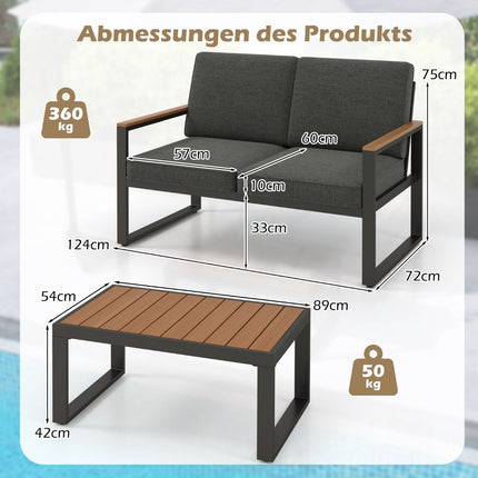 Mobila balcon set mobilier gradina rezistent la intemperii cu rama din aluminiu Set balcon cu banca gri
