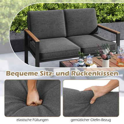 Mobila balcon set mobilier gradina rezistent la intemperii cu rama din aluminiu Set balcon cu banca gri