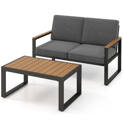 Mobila balcon set mobilier gradina rezistent la intemperii cu rama din aluminiu Set balcon cu banca gri