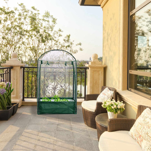 Seră cu balcon cu sac de plantare