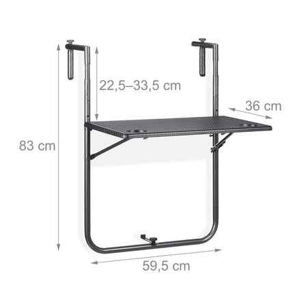Masa de balcon pliabila neagra
