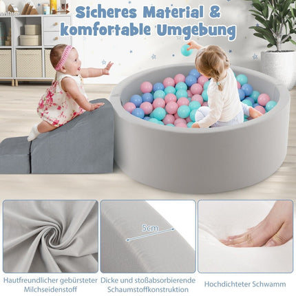 Piscina cu bile cu 200 bile Piscina cu bile 90 x 30 cm inclusiv covoraș detașabil gri