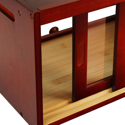 Bamboo Bread Bin with Viewing Window and Top Shelf, Brown