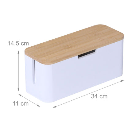 Cutie de cablu din bambus – pentru prelungitor cu 6 prize, capac magnetic