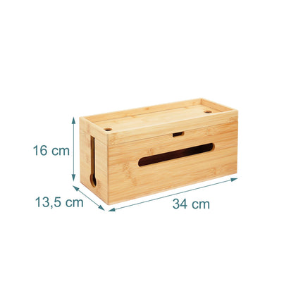 Cutie de gestionare a cablurilor din bambus pentru prelungitor cu 6 prize