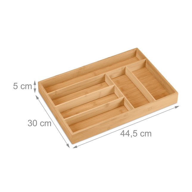 Bamboo Cutlery Tray with 6 Compartments
