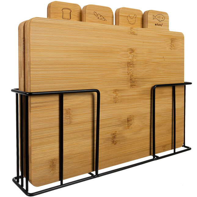 Set de tocătoare din bambus cu suport – 4 piese