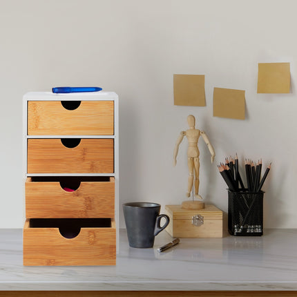 Organizator de sertar de birou din bambus cu 4 compartimente