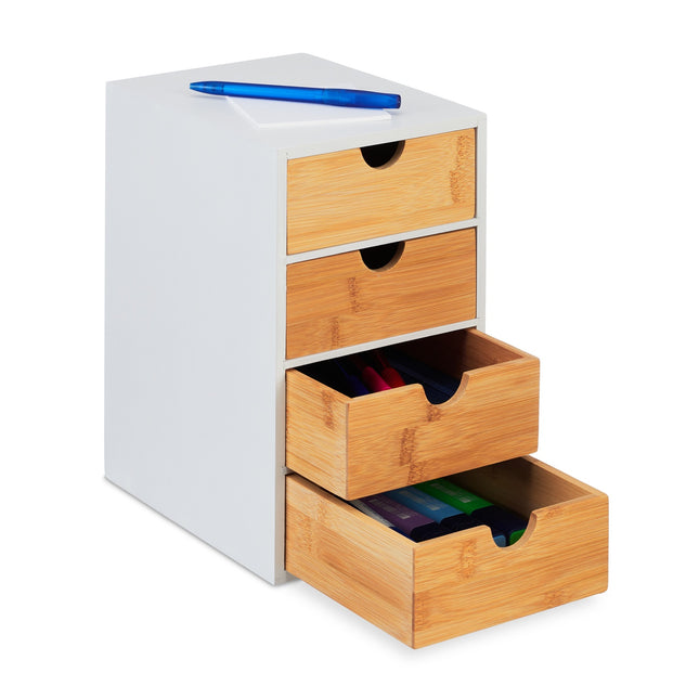 Organizator de sertar de birou din bambus cu 4 compartimente