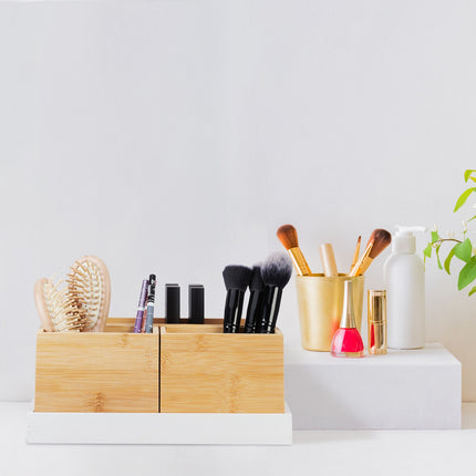 Set organizator de birou din bambus - 4 piese