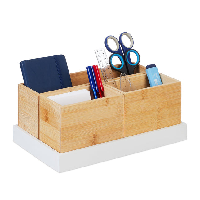 Set organizator de birou din bambus - 4 piese