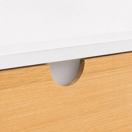 Bamboo Desk Organiser with 2 Small and 1 Large Drawer, 13.5 x 33 x 21 cm, White