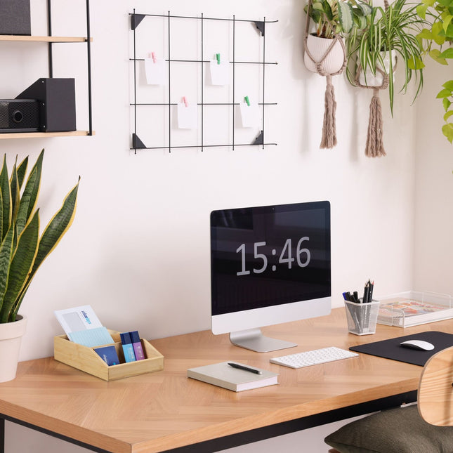 Organizator de birou din bambus cu 3 compartimente