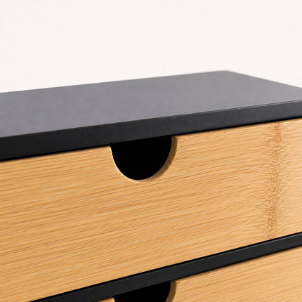Bamboo Desk Organiser with 3 Drawers, 20 x 33 x 21 cm, Black