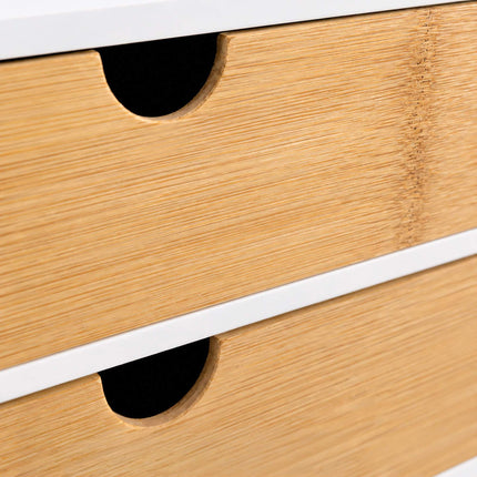 Bamboo Desk Organiser with 3 Drawers, 20 x 33 x 21 cm, White
