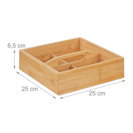 Organizator de birou din bambus cu 4 compartimente
