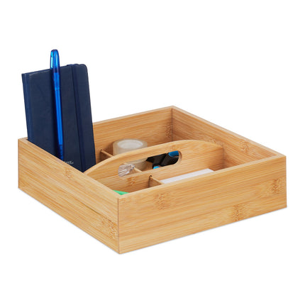 Organizator de birou din bambus cu 4 compartimente