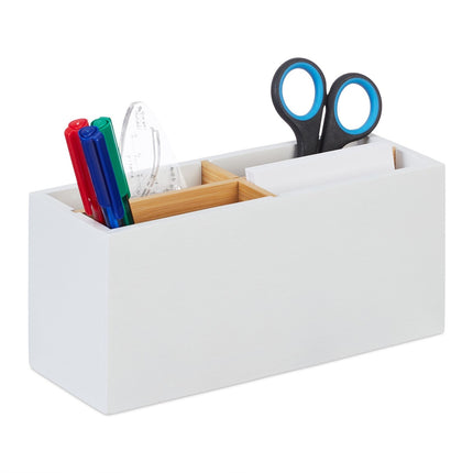 Organizator de birou din bambus cu 4 sloturi