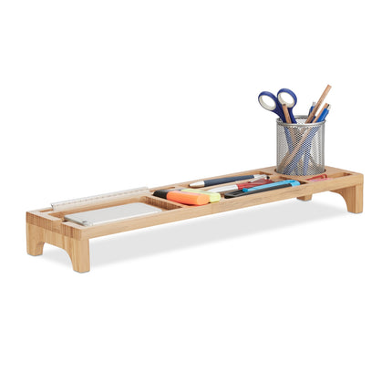Organizator de birou din bambus cu 7 compartimente
