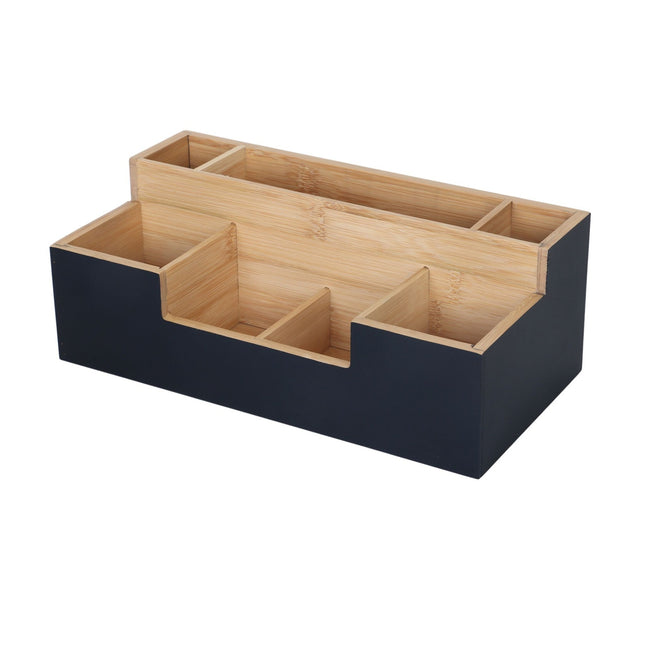 Organizator de birou din bambus, 7 sloturi pentru rechizite de birou