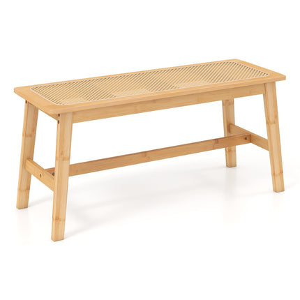 Bancă de masă din bambus cu șezut din ratan, 100 cm, naturală