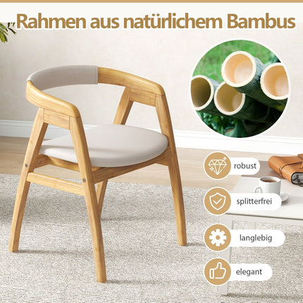 Scaun de masă din bambus cu pernă – Natural, Ergonomic