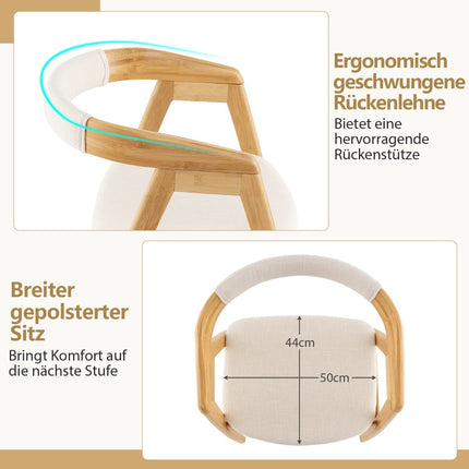 Scaun de masă din bambus cu pernă – Natural, Ergonomic