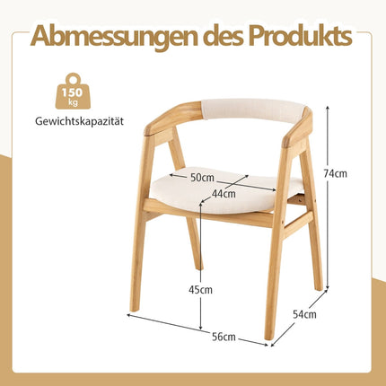 Scaun de masă din bambus cu pernă – Natural, Ergonomic