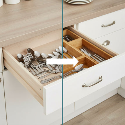 Set organizator sertare din bambus, 5 piese – Bucătărie și birou